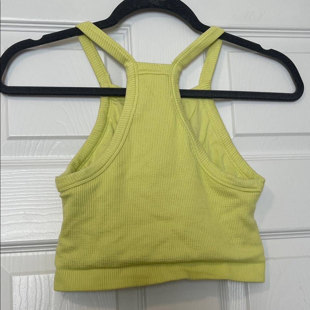 Fabletics Green Ribbed Crop Tank Top - Picture 2 of 2